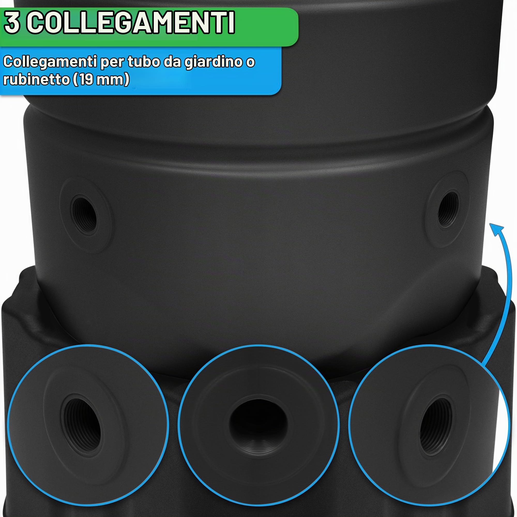 YourCasa CircleTower, barilotto antipioggia da 110 l, con base e coperchio e rubinetto, barile antipioggia in plastica, resistente al gelo, serbatoio dell'acqua piovana, per giardino