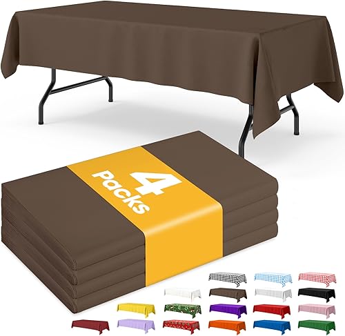 Miniatura 31 de Mantel de Plástico Blanco - Paquete de 4 Manteles Rectangulares Desechables de 54" × 108" para Mesas de 6 Pies, Cubierta de Mesa Impermeable