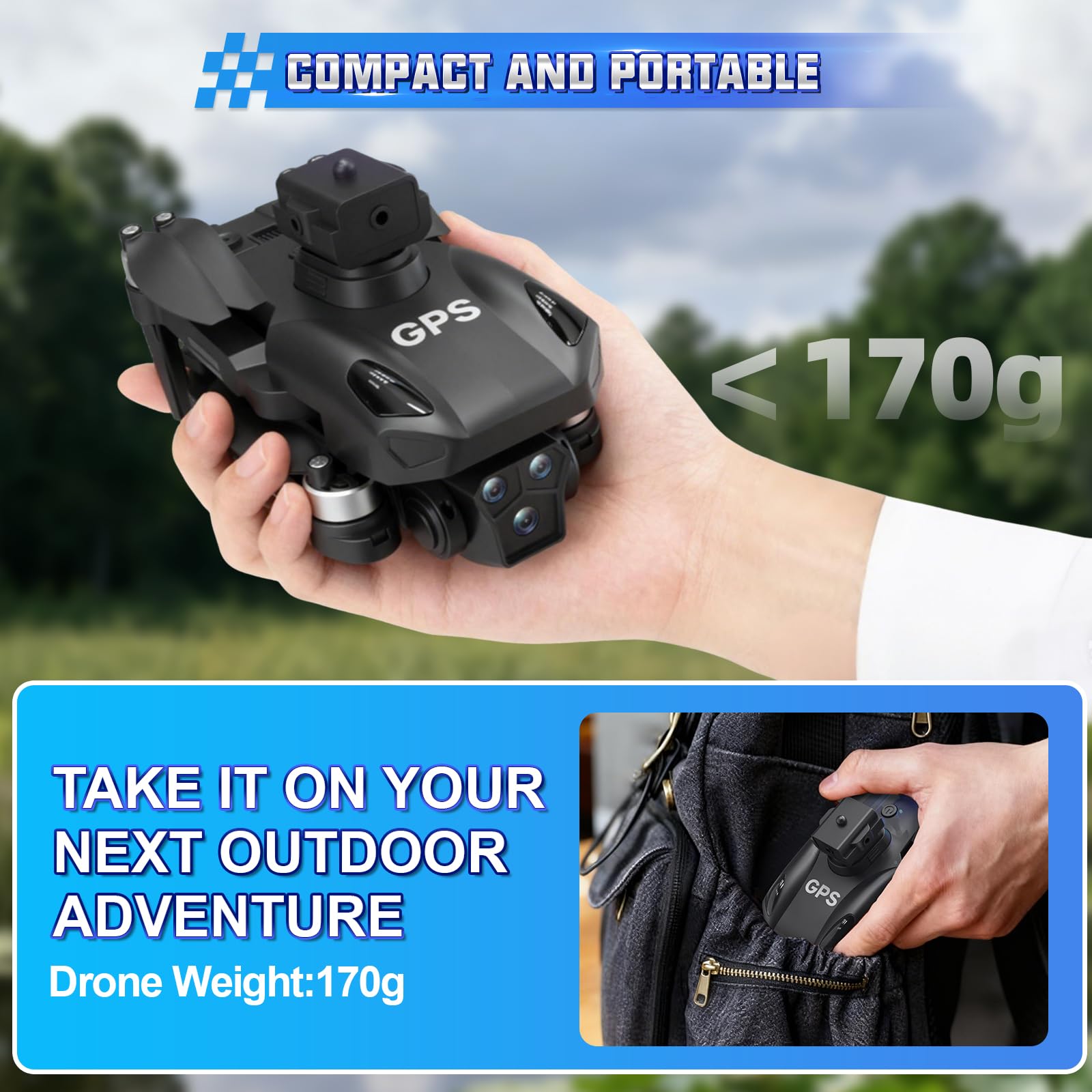 A Alpha Mini Drone con Fotocamera 720P per Bambini, Micro Drone per Principianti, Quadcopter RC con Protezione Eliche, Flip 360°, Luci LED, Drone Giocattolo per Interno ed Esterno