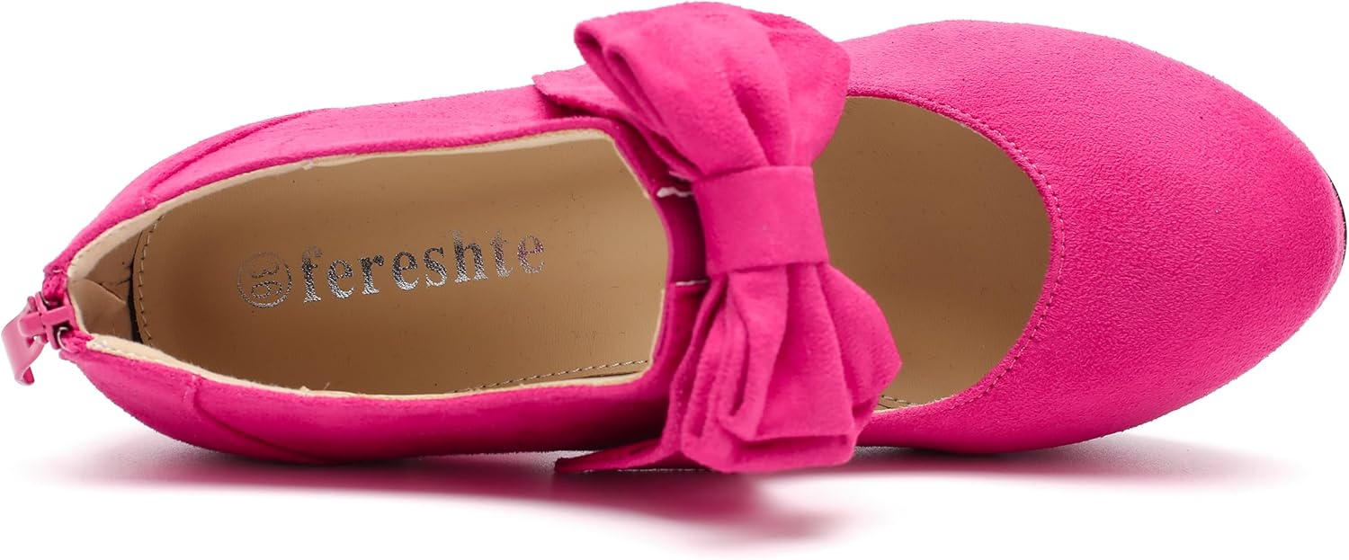 fereshte Women's Platform Mary Jane Pumps with Bow, High Block Heel, Closed Toe, Zip Closure - Image 6