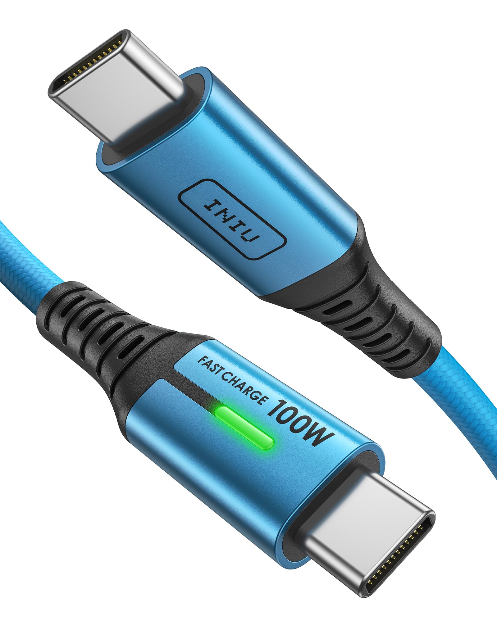 INIU Cavo da USB-A a USB-C, in nylon, per ricarica rapida, trasferimento dati, per iPhone 16, 15, Samsung S22, S21, Note 10, Google Pixel 7, iPad Pro, Huawei, Xiaomi, ecc., 2 m, colore blu
