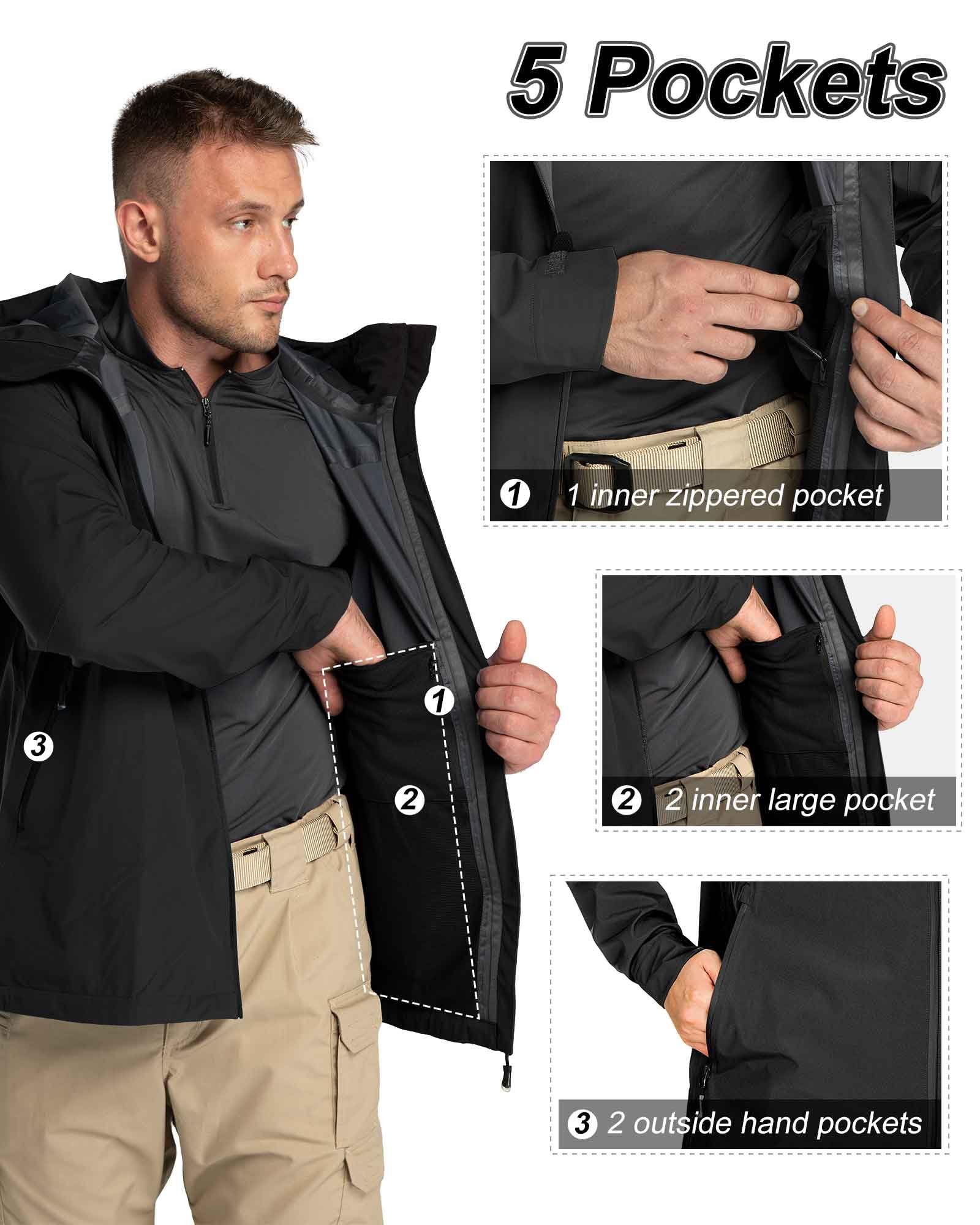 33,000ft Chaqueta impermeable ligera de 3 capas para hombre con capucha, conchas cortavientos para esquí, senderismo, golf, vela, ciclismo