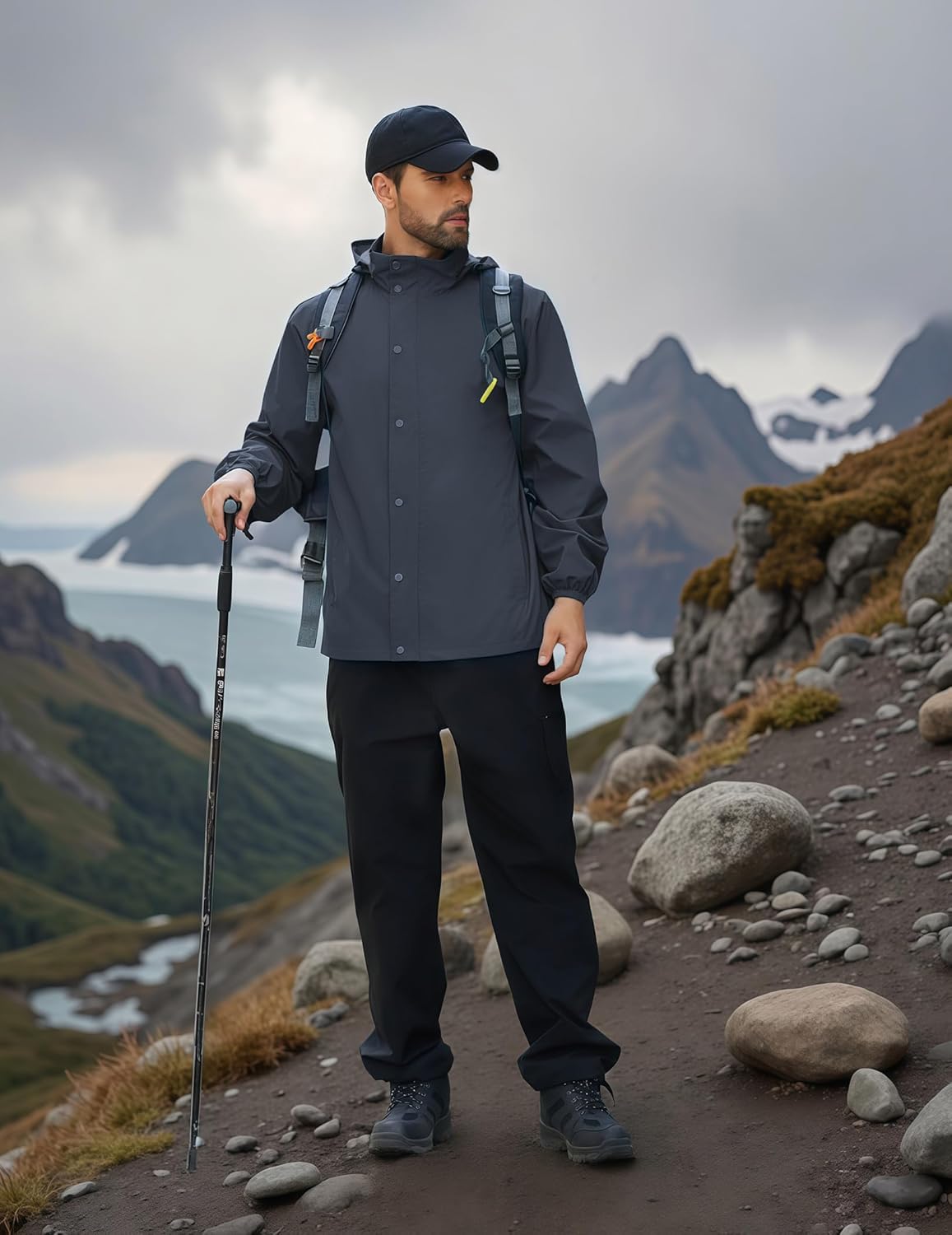 COOFANDY Men's Rain Jacket Waterproof Packable Raincoat Lightweight Windbreaker with Hood for Hiking Cycling - Image 5