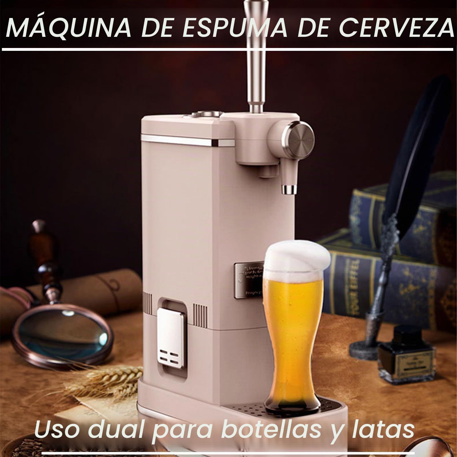 A:Gray,Grifo Cerveza,Dispensador De Cerveza con Enfriador,Máquina De Espuma De Cerveza Ultrasónica,Grifo De Cerveza Portatil