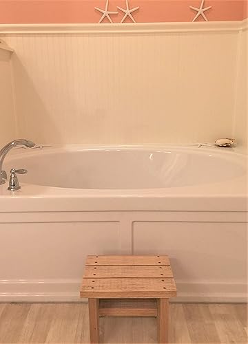 Miniatura 6 de Taburete clásico de madera recuperada Amish. Natural, rústico, sólido. Pieza versátil para decoración del hogar. Hecho a mano en Estados Unidos.