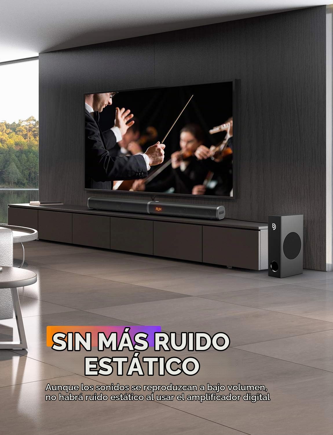 POWBUZZ Barra de Sonido 2.1 con Subwoofer 190 W Altavoces Barra de Sonido para TV HDMI, Bluetooth 5.0, Cine en Casa para TV, PC, PS4, Portátil, Tablet Tapio III