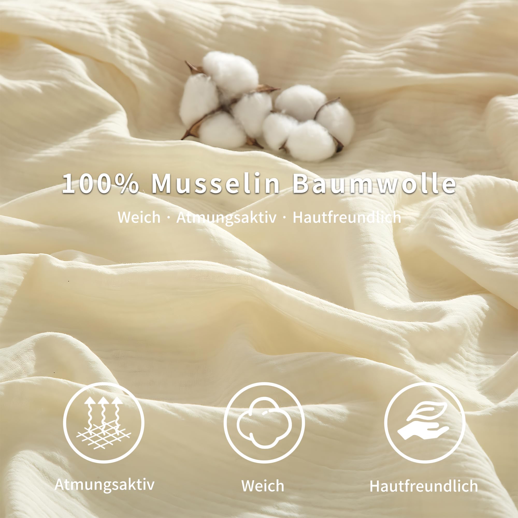 Luowei Muslin Spannbettlaken 200x200cm-100% Baumwolle, WeichesAtmungsaktives Bettlaken für Sommer & Winter，Ökotex，Beige Boxspringbett Spannbetttuch，Passend für Matratzen bis 30cm