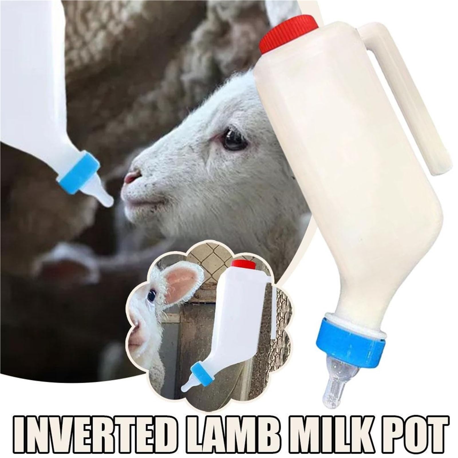 Butelki do karmienia jagniąt, Jagnięcina Cielę Koza Szczeniak Napój Mleczny Butelka do karmienia Odwrócona Możliwość zawieszenia Biała 500 ml 800 ml(800ml)
