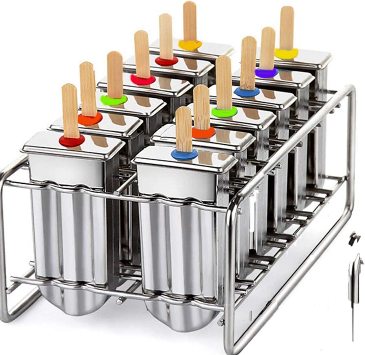 12 cavity mold stainless steel popsicle mold metal ice pop molds bpa free -ice Cream Ice Lolly Popsicle Mold pop molds with wooden sticks-ice pop maker molds popsicle mold stainless steel