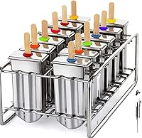 Vista 6 de Molde de 12 cavidades de acero inoxidable para paletas de hielo, moldes de metal para paletas de hielo, sin BPA, molde para paletas de hielo, moldes