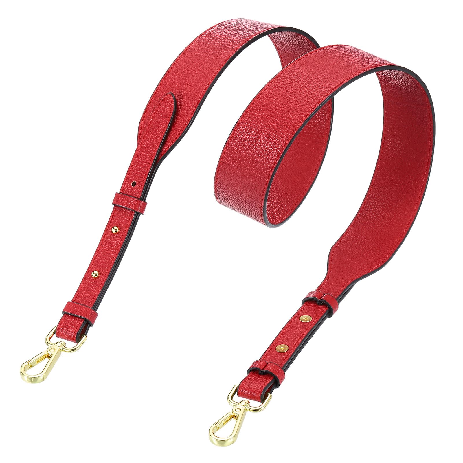 uxcell PU Leather Bag Strap, 41.7"-45.3" Adjustable Crossbody Replacement Straps 1.5" Width for Cross Body Bag, Shoulder Bag (Red, Gold Clasp)