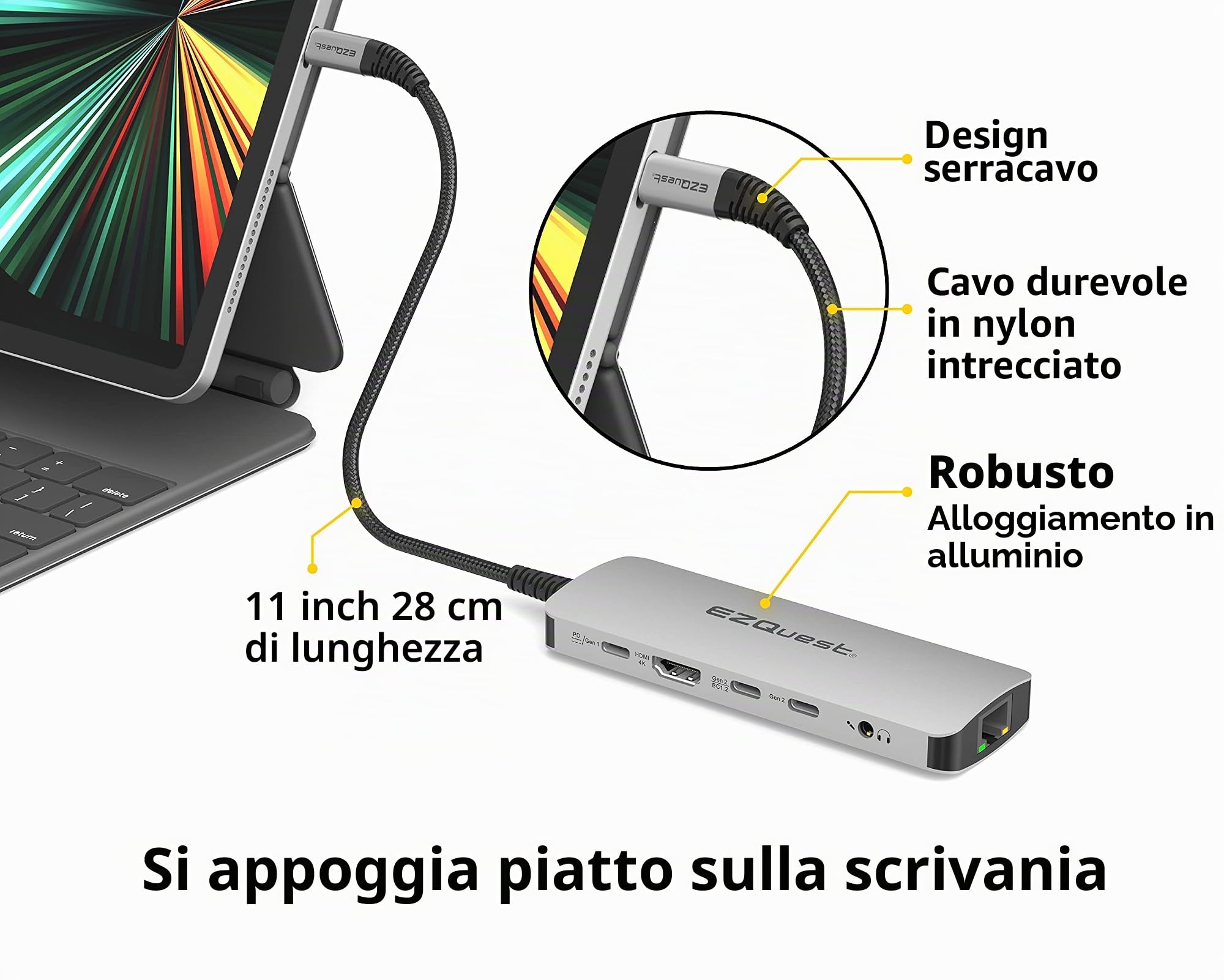 USB-C Hub Docking Station 10 in 1 con 4K HDMI 60Hz, 1 GBS Ethernet, 2 USB C Gen 2 10Gbs, 1 PD 3.0, 2 USB-A 3.0, porte audio, SD/Micro SD, compatibile con computer USB Type C/Thunderbolt