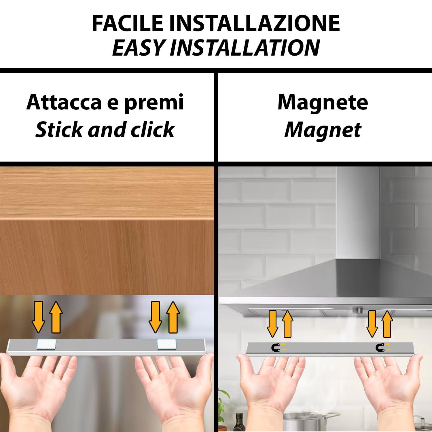 Velamp Lactea XL Luce LED Ricaricabile da Sottopensile 40 cm – 150 lm, Dimmerabile (3000 K, 4000 K, 6500 K), Batteria Inclusa, Facilità di Installazione – Ideale Cucina, Armadi, Mensole
