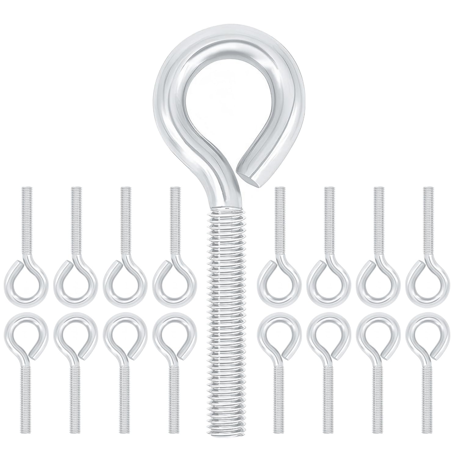 Qrity 20 Pezzi Bullone a Occhiello M3 x 16 mm in Acciaio al Carbonio, Gancio Chiuso con Vite ad Anello per Fissare e Appendere Cavi, Argento