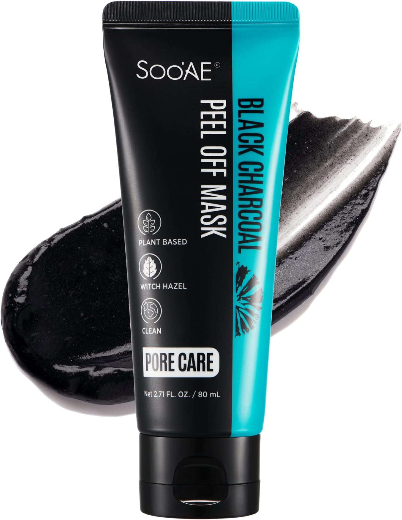 Soo'AE Black Charcoal Peel Off Mask 1 EA - 2023 NEW Deep Pore Cleansing Activated charcoal peel off black face mask Black Head Black Mask Made in Korea