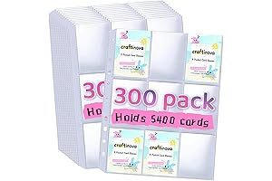300 Pack 11-Hole Loose Leaf Baseball Card Protector Sheets for 3-Ring Binders