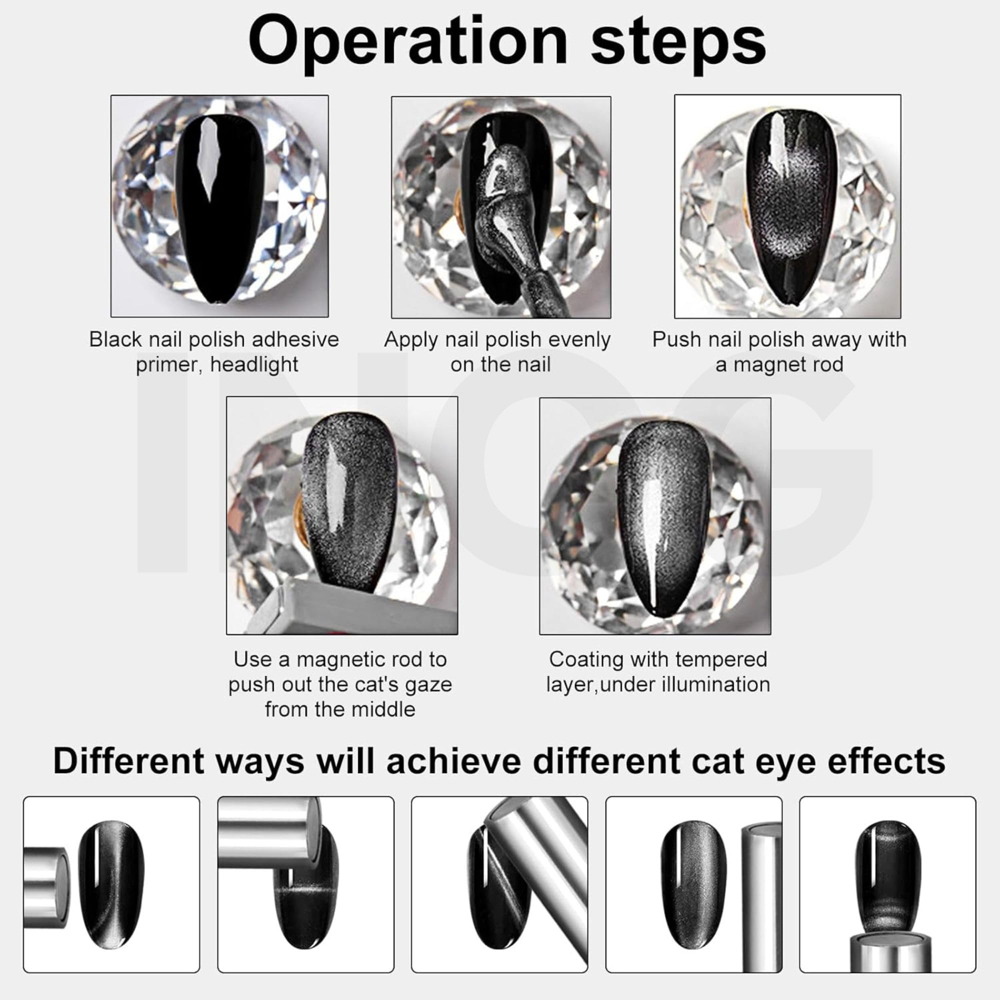 INOG Nail Magnet Tool,Super Long Double-head Nail Magnet Pens Magnet Stick 3D Magnetic Cat Eye Gel Polish Nail Art, for DIY 3d Magnetic, Salon, Studio or Home (Double-head) 1