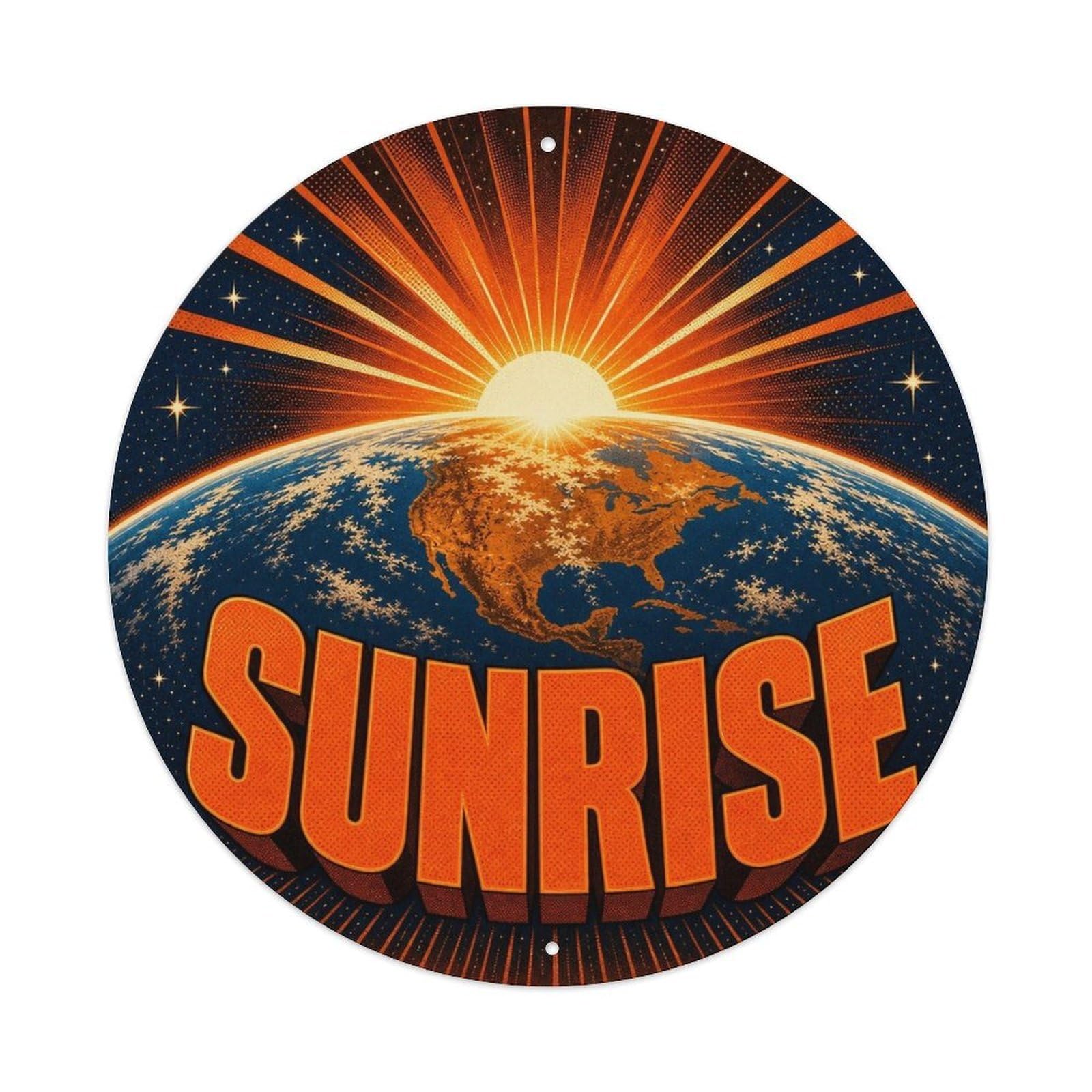 Celestial Earth Sunrise Orbit Cosmos Starscape Metal Tin Sign
