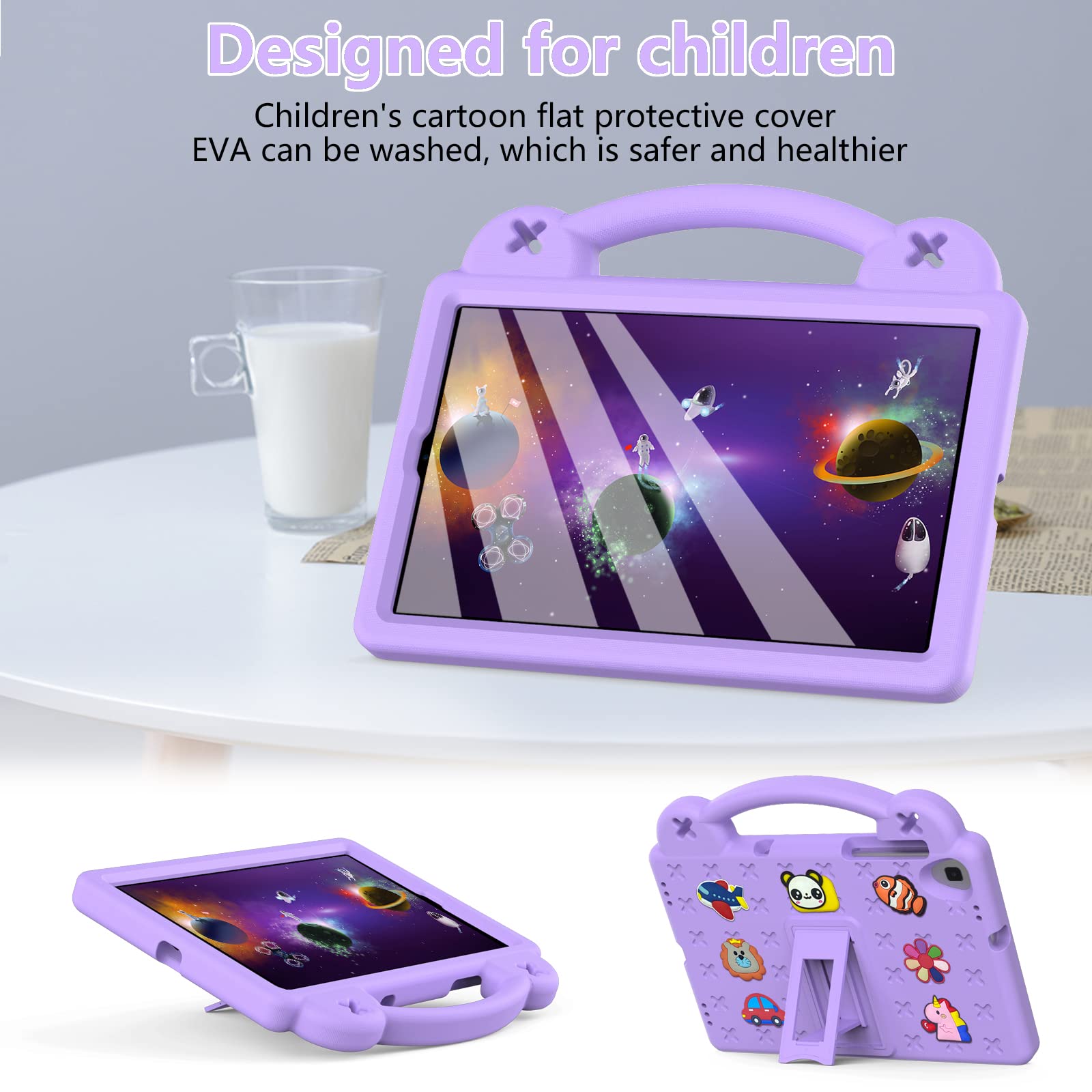 Custodia Bambini Eva per Onn 10.1" 3 Gen 2022 (Model:100071485), Leggera Custodia Protettiva Antiurto, Antishock con Maniglie e Piedistallo per Onn 10.1 Pollici, Viola
