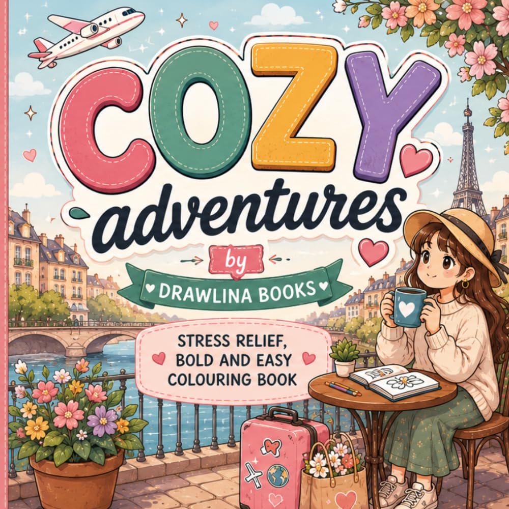 Cozy Adventures: A bold and Easy colouring book .