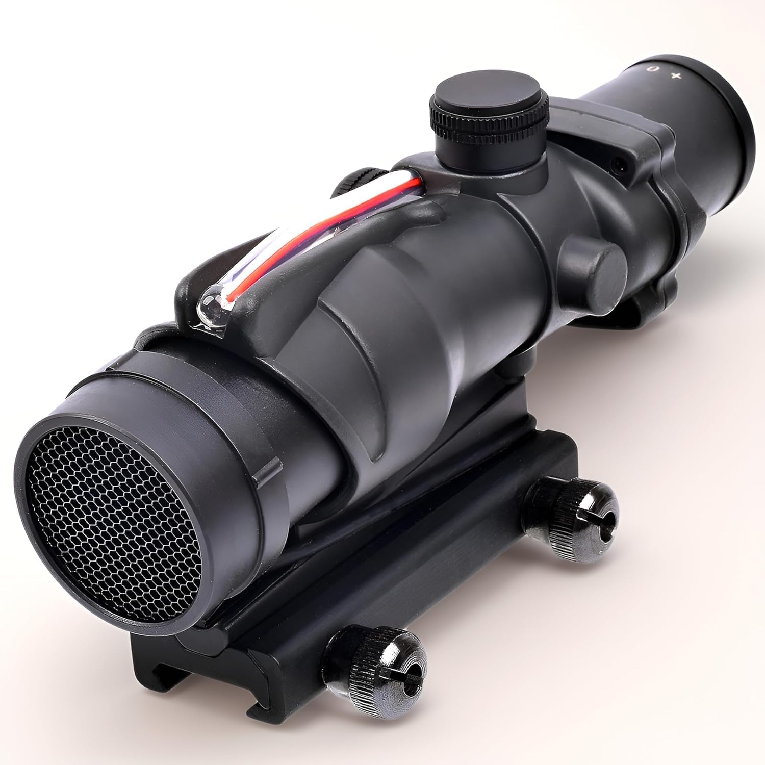 4x32 Rifle Scope, Red Fiber Optic Sight, Glass Etched (Dot)