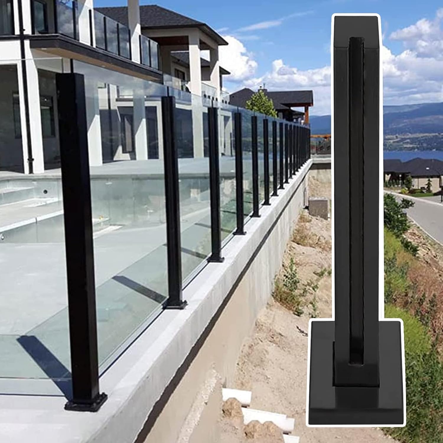 Poteau de garde-corps en verre pince balustrade inox coupe-vent