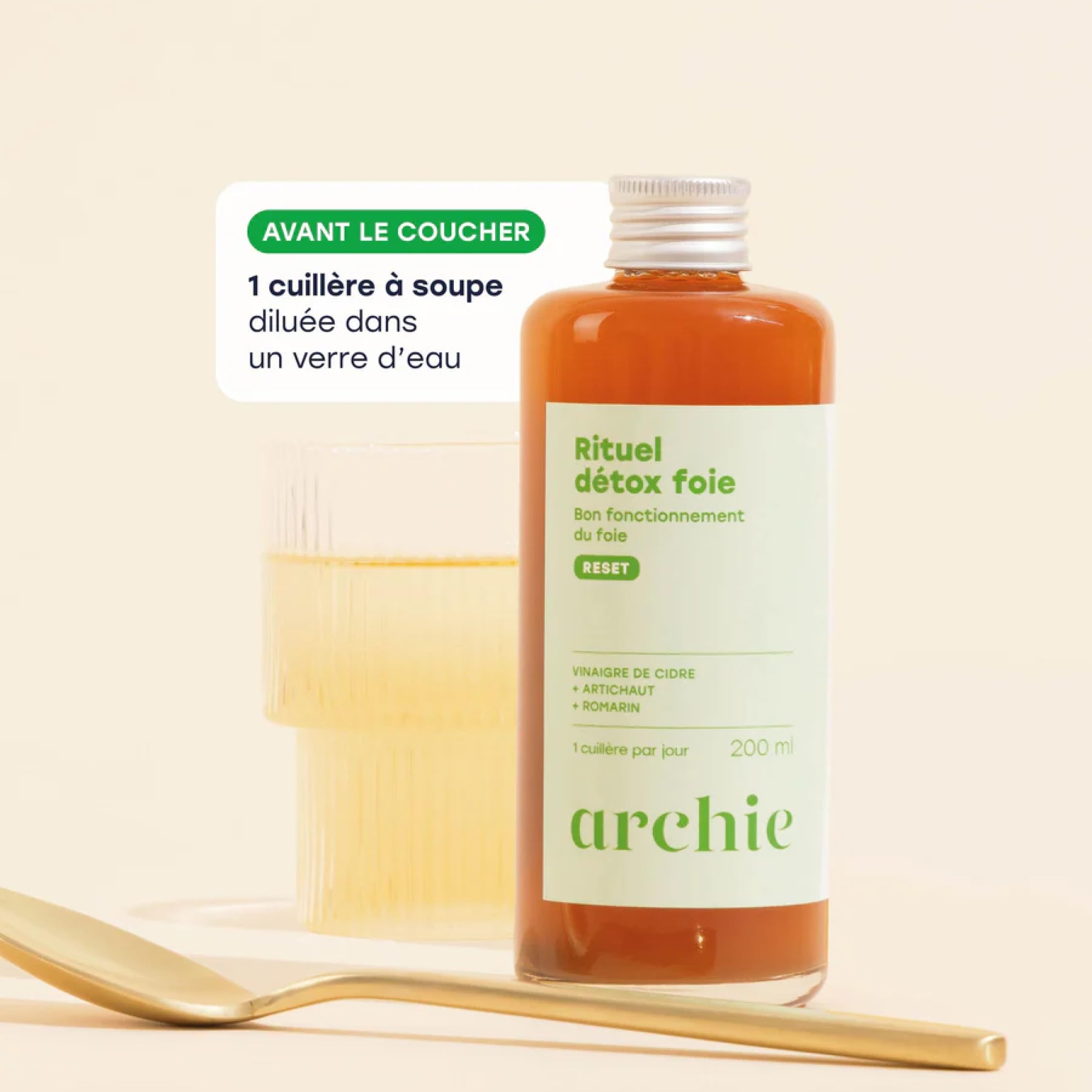 Archie, Rituel Detox Foie, Artichaut, Romarin, Vinaigre de cidre - Bon fonctionnement du foie. Bio & Naturel. Made in France.