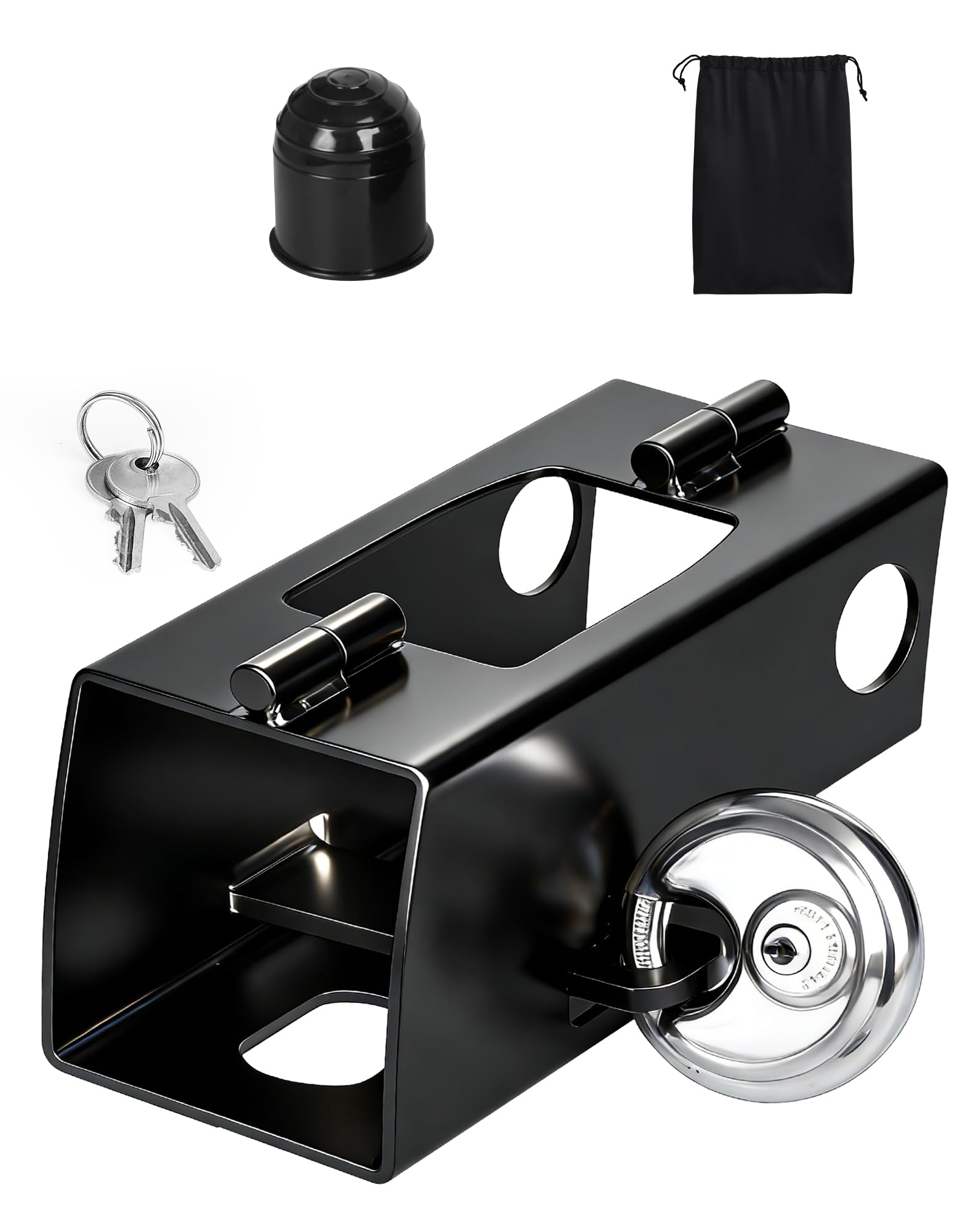 LAOYE Antivol Remorque Attelée Cadenas Remorque Non Attelée Antivol Caravane Attelage Verrou Remorque Voiture Serrure Remorque Attache Verrouillage (Noir)