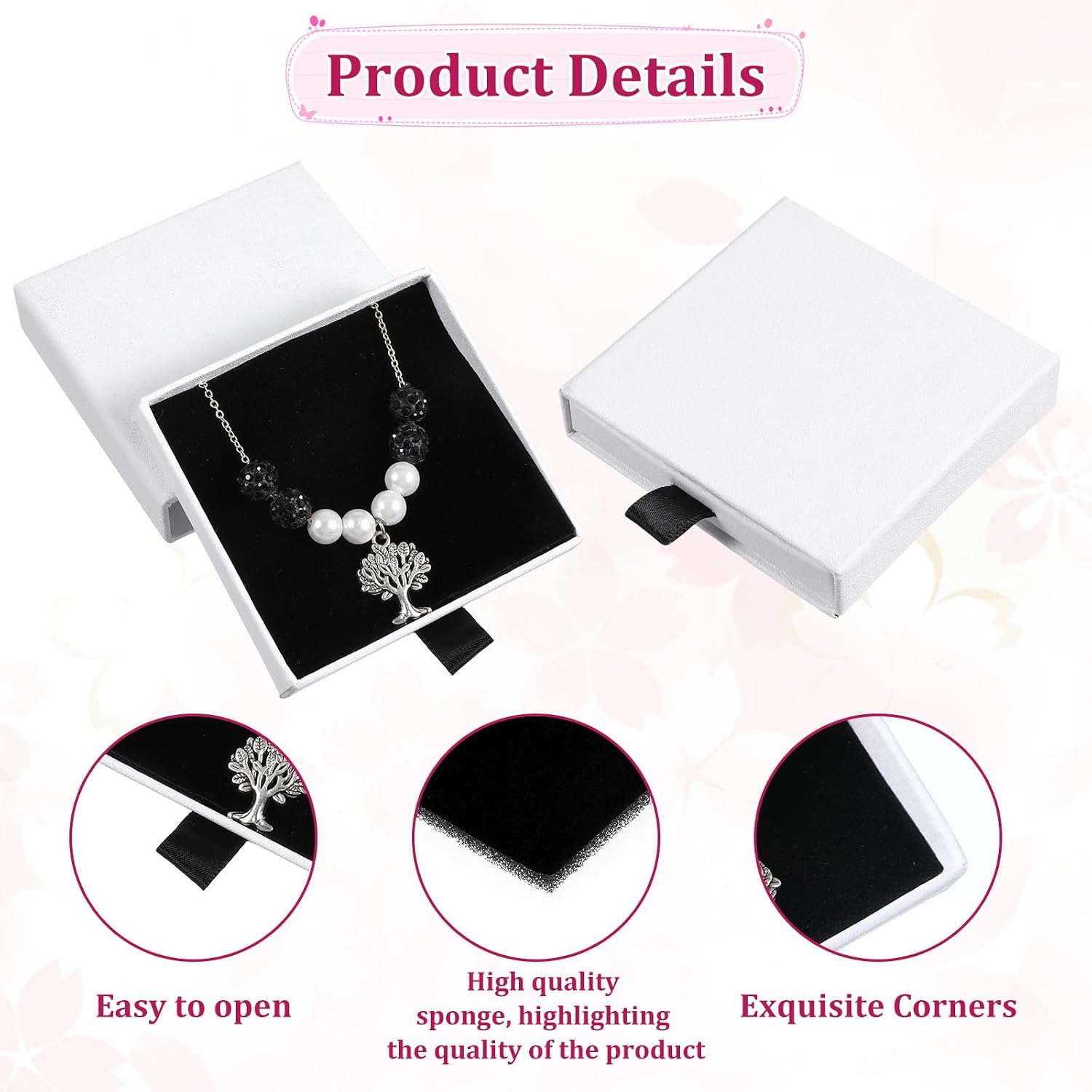 2Pcs Small Gift Box, Drawer Type White Bracelet Gift Box, Cardboard Jewellery Case for Necklace, Chain, Earring, Wedding, Engagement, Anniversary image 2
