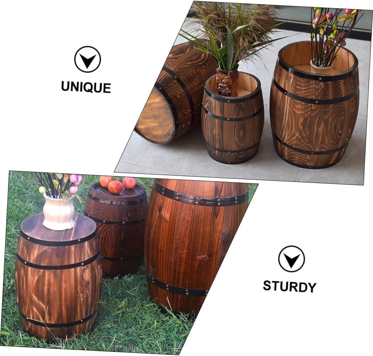Wishing Pail Landscaping Craft Retro Party Wood Decoration Container Planter Decor Style for Landscape Decorations Plant Decorative Bucket Pub Beer Vintage Flower Red