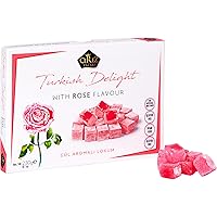 Vista 1 de Cerez Pazari Turkish Delight with Rose Flavour 230gr Gourmet Small Size Snacks Gift Box No Nuts Sweet Traditional Vegan Soft Candy Dessert Approx