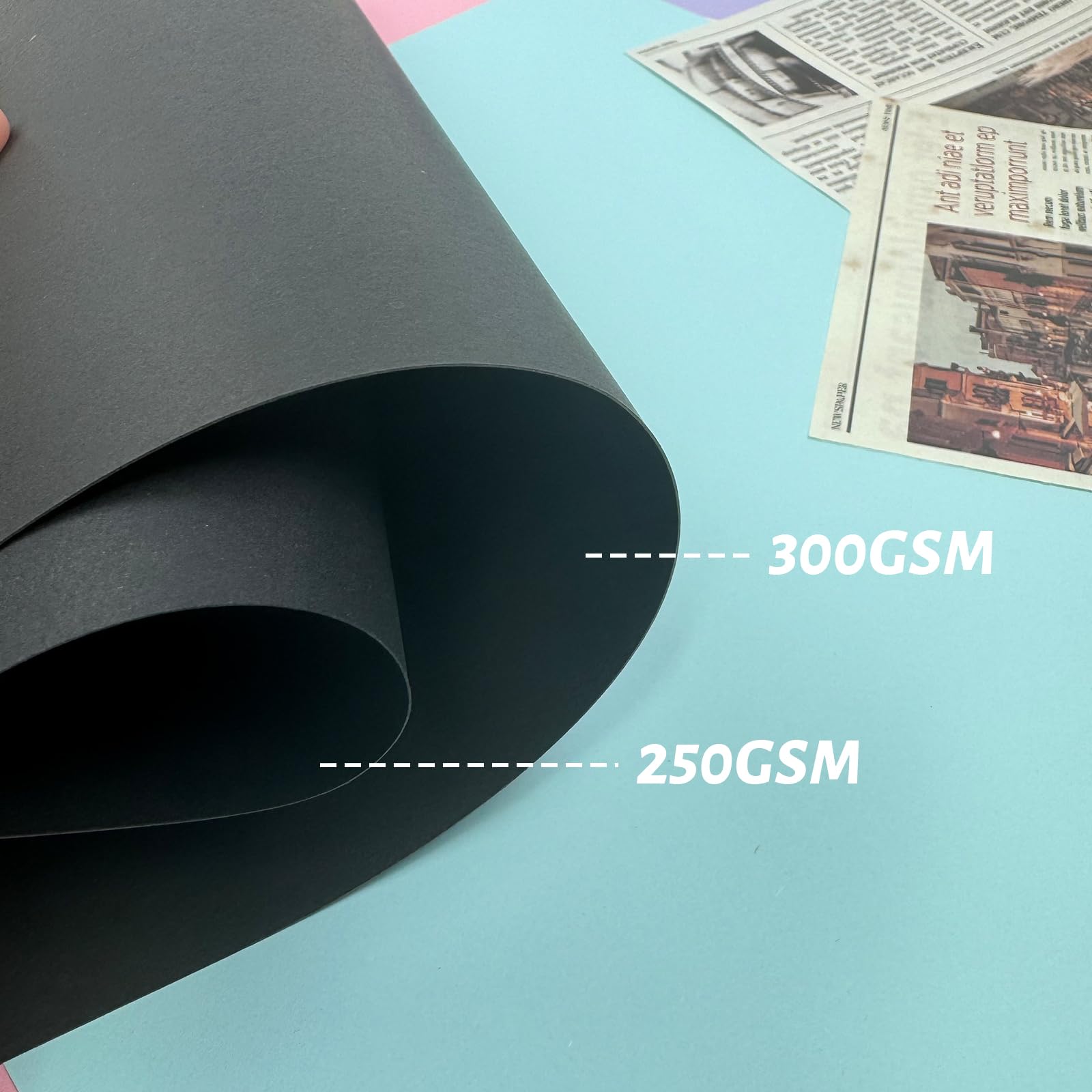 YINUOYOUJIA Karton, 30,5 x 30,5 cm dickes Papier, 300 g/m², 50 Blatt, schwarzer Karton (schwarz)