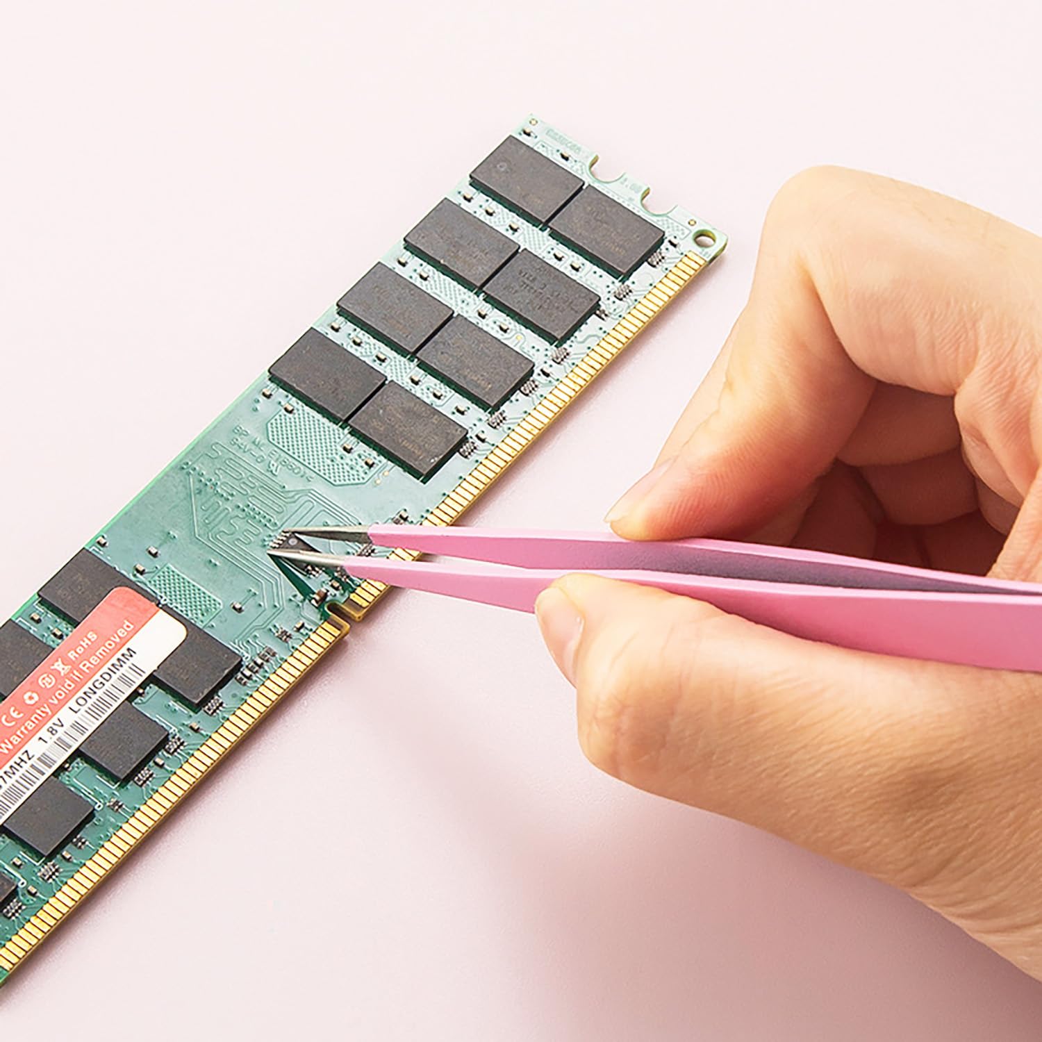 Paquete de 2 Pinzas Puntiagudas Curvas Rectas de Para Extensiones de Pestañas,Pegatinas Para Uñas,Diamantes de Imitación, Recogedores de Pestañas(Rose)