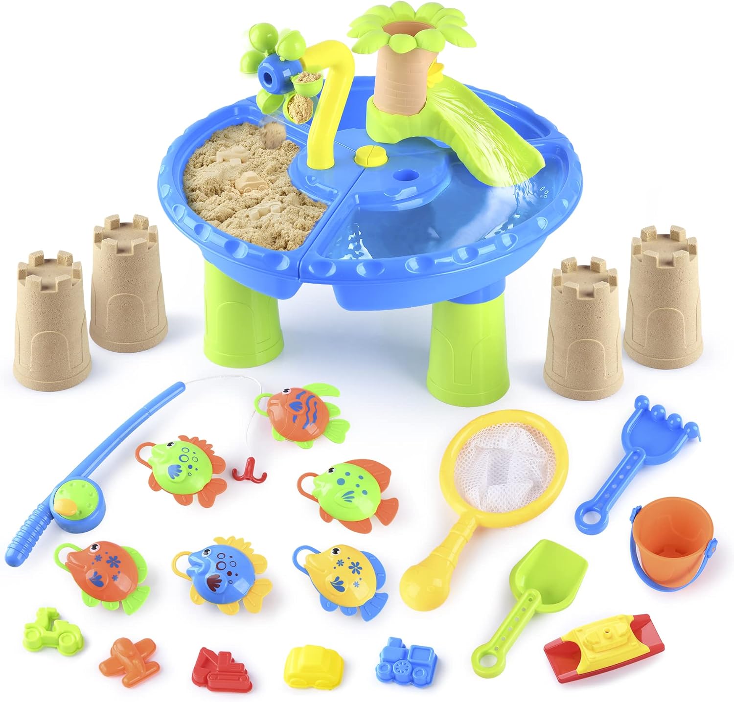 PLAY Kids Sand and Water Tables Toys for Toddlers 1-3,Rain Showers Splash Pond Water Table for Toddlers Age 3-5,Sports Outdoor Activity Sensory Table Summer Beach Toys for Boys Girls : Toys & Games