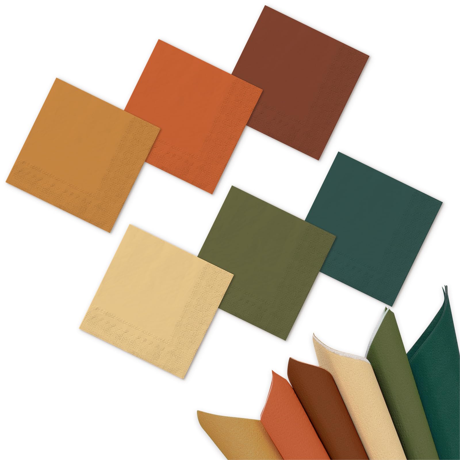 Whaline 120Pcs Fall Cocktail Napkins 6 Autumn Color Disposable Napkins Multi-color Paper Beverage Napkins for Fall Harvest Thanksgiving Party Supplies