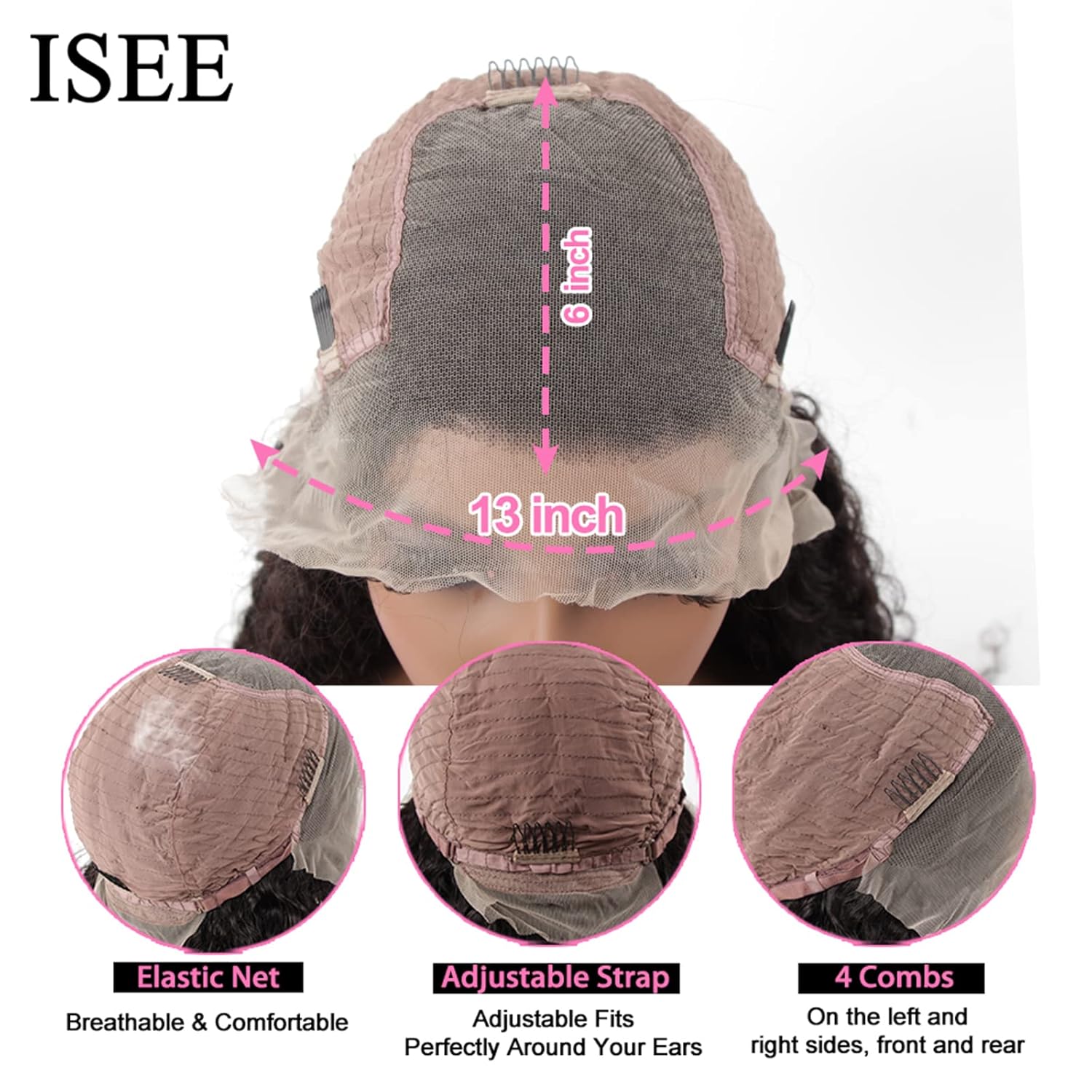 ISEE 10A Transparent Lace Front Wigs For Black Women Human Hair13x6 Mongolian Kinky Curly Wigs Pre-Plucked with Baby Hair Natural Color (18 inches)