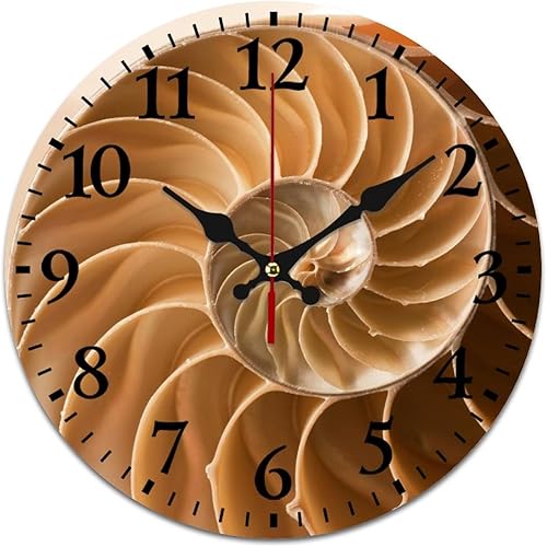 Fibonacci Curve Golden Sección Reloj de pared PVC redondo reloj silencioso sin tictac decorativo para oficina en casa 25cm9.84in