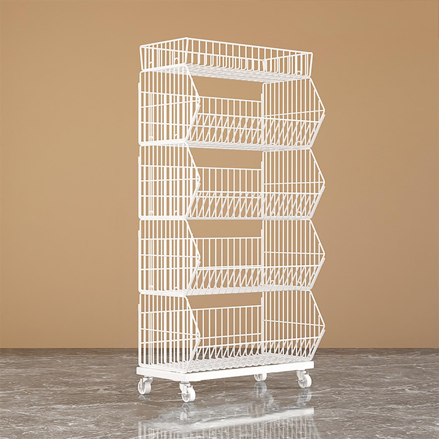 METTEOR Snack Storage Rack,5-Tier Snack Basket, Candy Display Rack, Big Metal Wire Retail Display Racks for Convenience Stores Office Pantry Kitchen, Supermarket Fruit Vegetable Display Sh (White 45