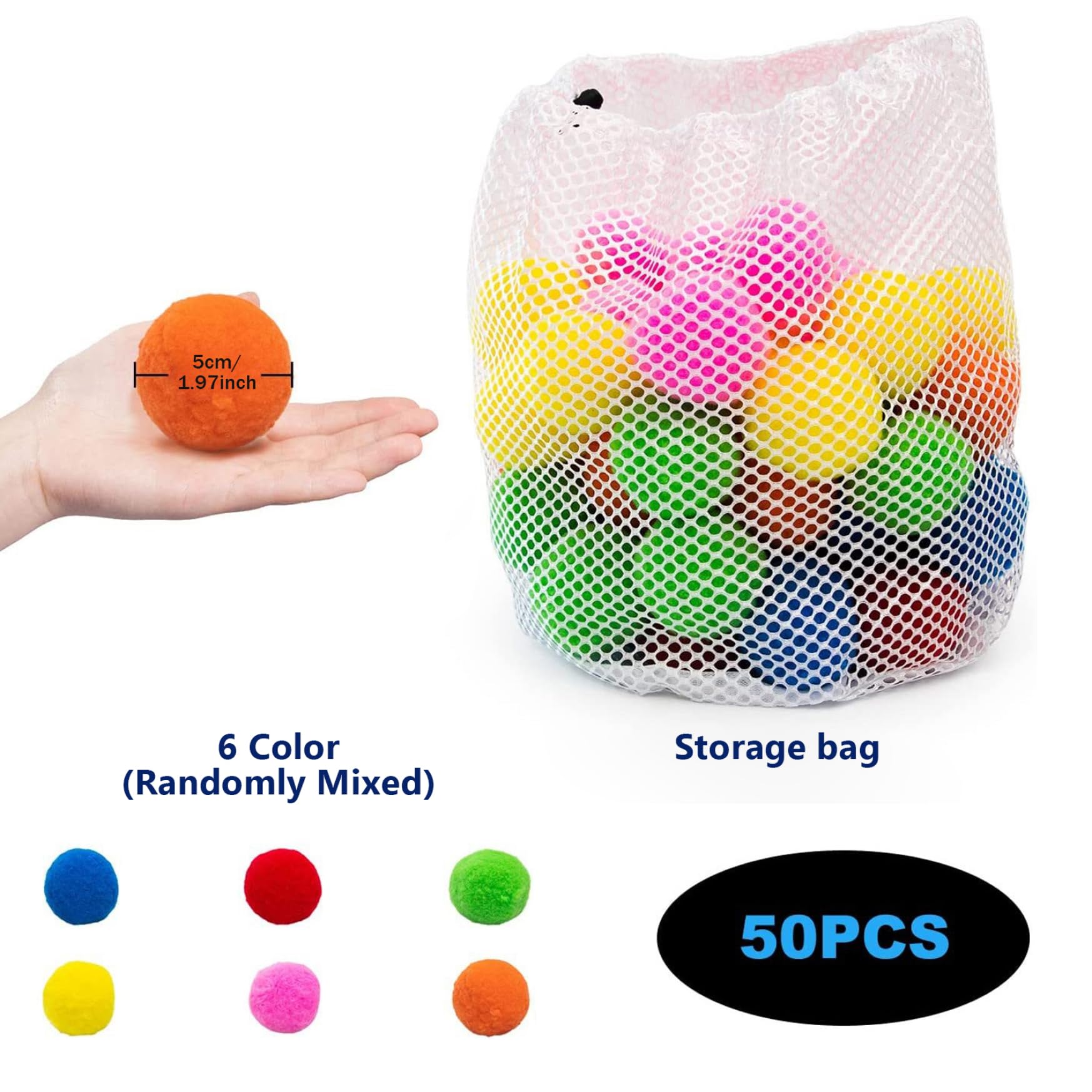 Wiederverwendbare Wasserbälle, 50 Stück, 6 Farben, saugfähiger Wasserball, 5, 1 cm, PP-Baumwolle, Poolspielzeug, interaktives, weiches, kinderfreundliches Sommerspielzeug für Werkzeugbad im Freien, wi