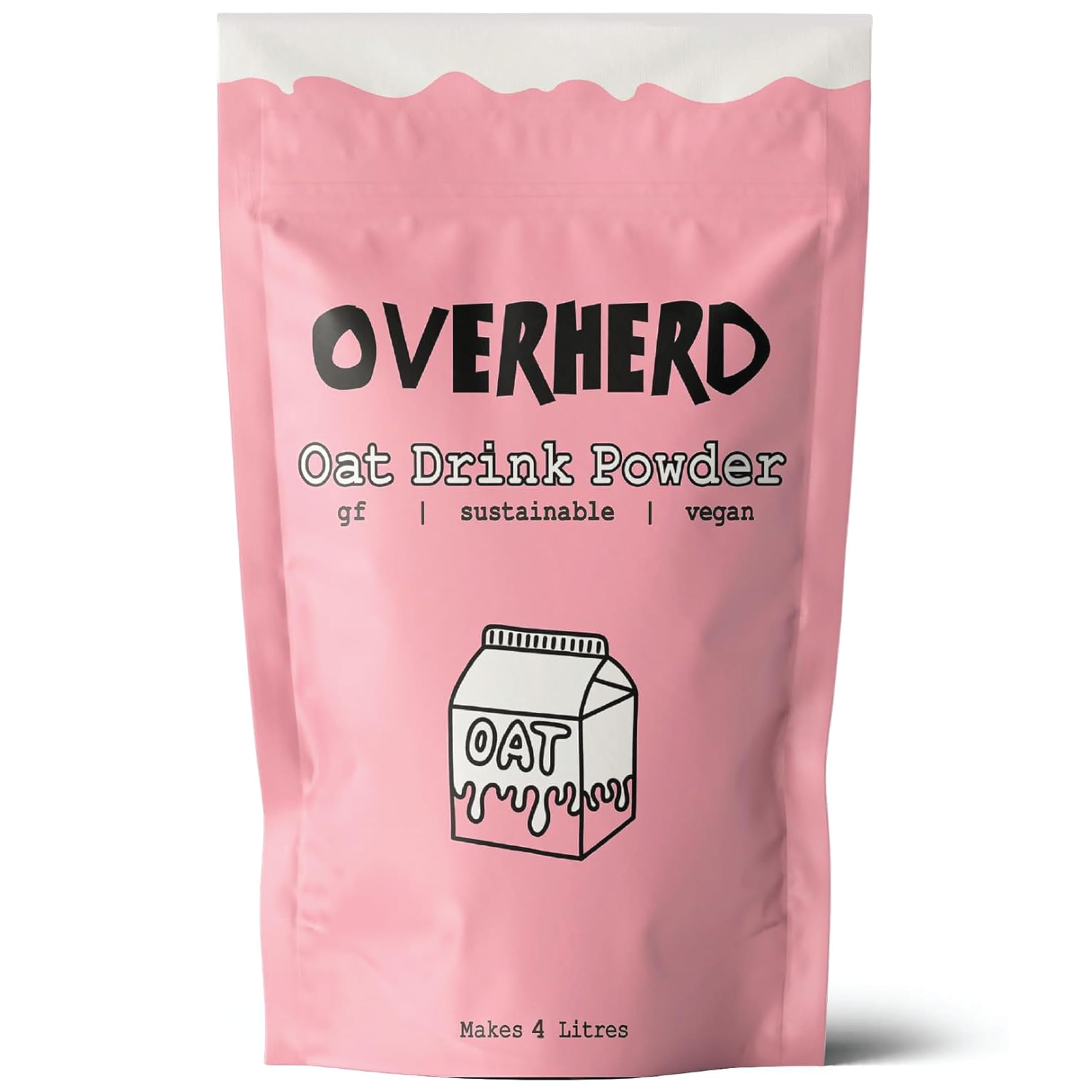 Overherd Powdered Oat Milk - Makes 4 Litres - Plant Based Creamer for Tea & Coffee - Gluten-Free, Dairy Free & Vegan Dried Oat Milk for Travel, Camping & Everyday Use
