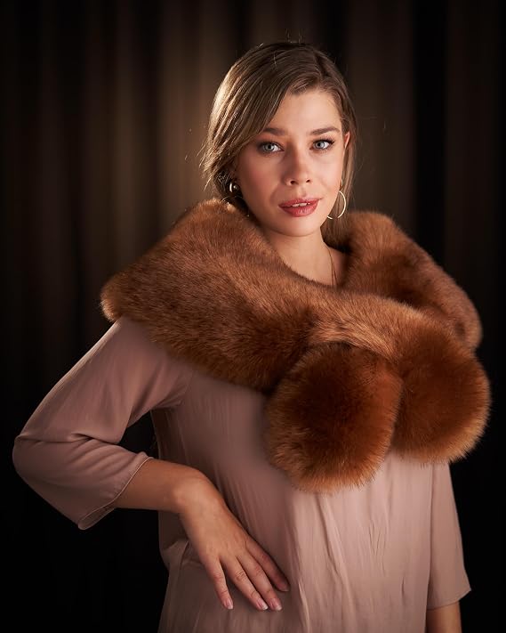 Futrzane Siberian Shawl - Womens Faux Fur Wraps Stoles - Elegant Wedding Collar