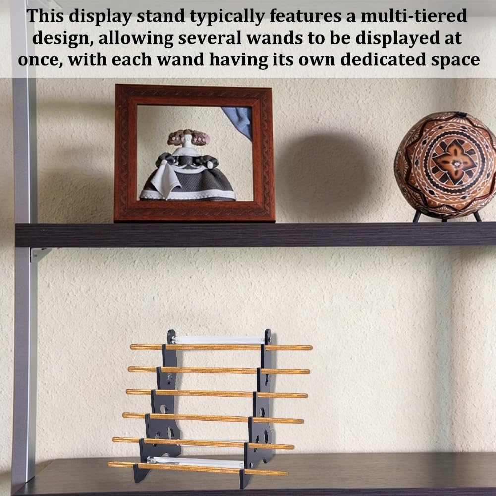 NBEADS 5 Tier Black Acrylic Magic Wand Display Stand, 6.7x6.2x8.3 Inch Tabletop Wizard Wand Holder, Clear Acrylic Rods Display Rack for Collectors, Cosplay Props Desk Decor