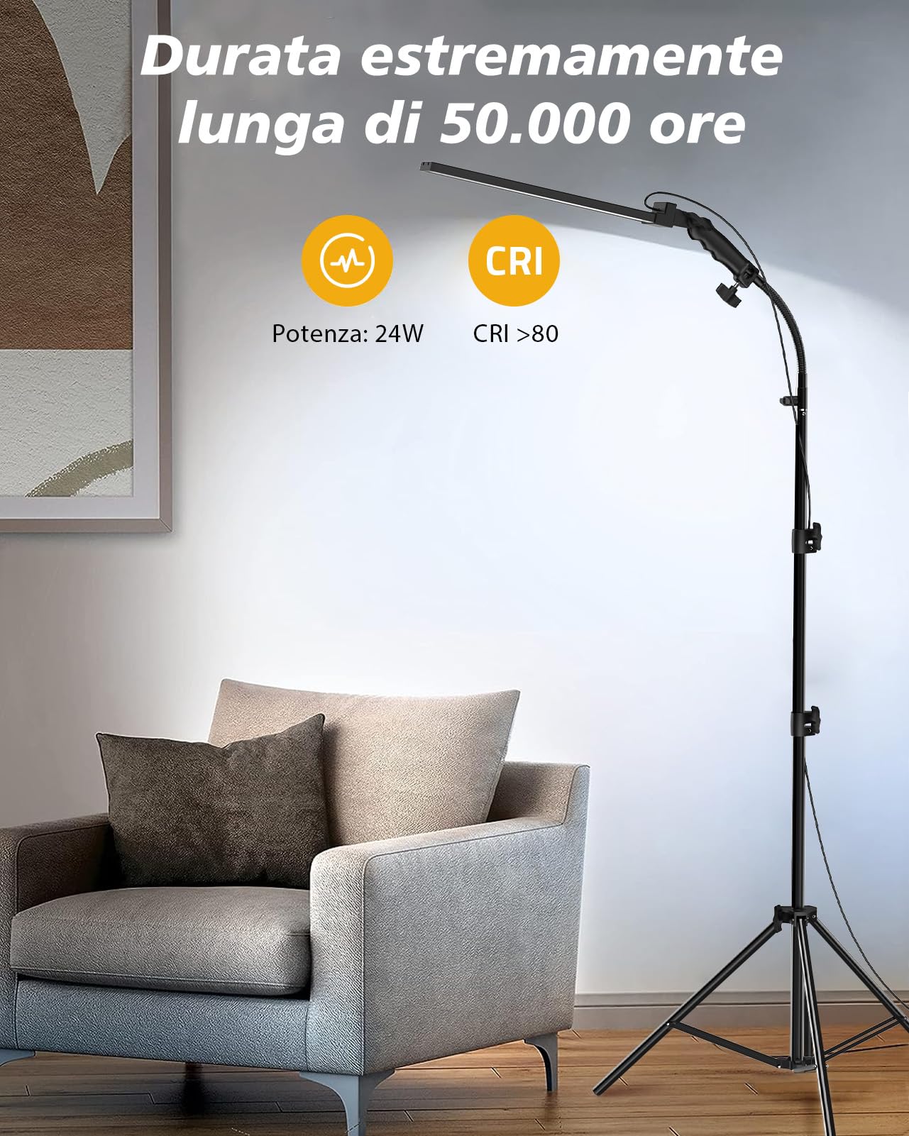 Set di luci fotografiche a LED con custodia e tubo morbido, regolabile a 180°, 2 m, regolabile in altezza, per bellezza, sopracciglia, trucco, ritratto e fotografia di prodotti, luce