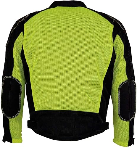 Miniatura 2 de Milwaukee Leather MPM1790 - Chaqueta blindada de malla para hombre, color negro y verde neón, con chaqueta extraíble para lluvia