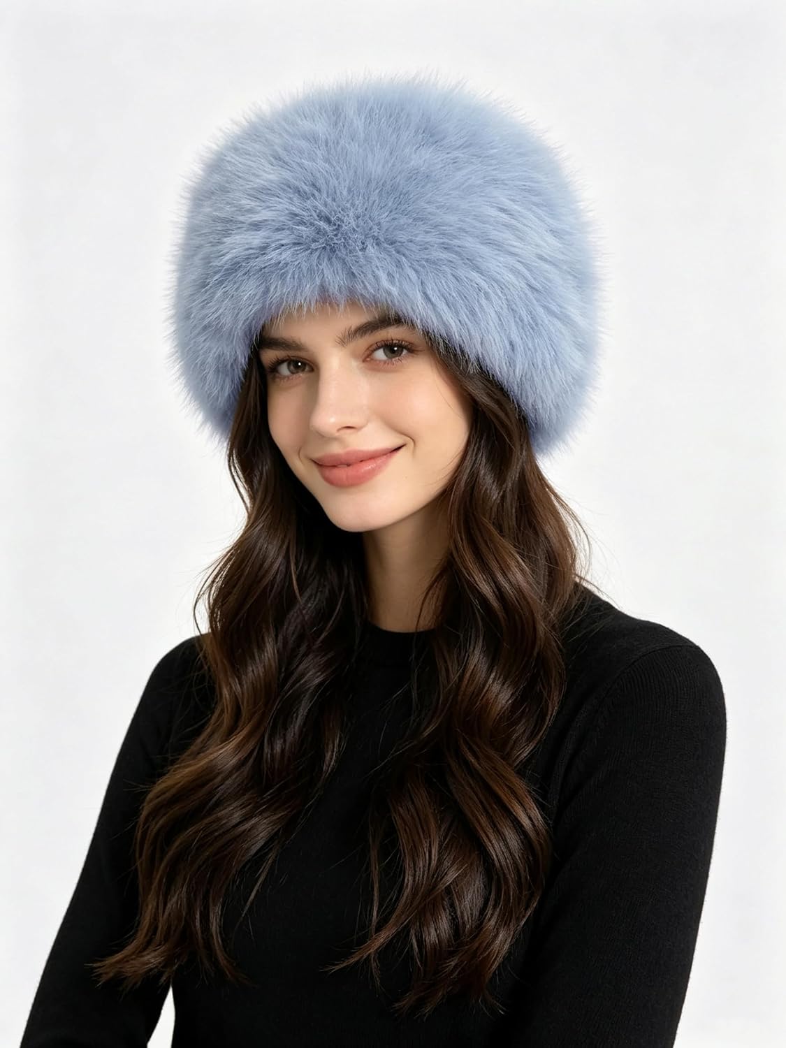Lina & Lily Women's Winter Cossack Hat Russian Style Long Pile Faux Fur