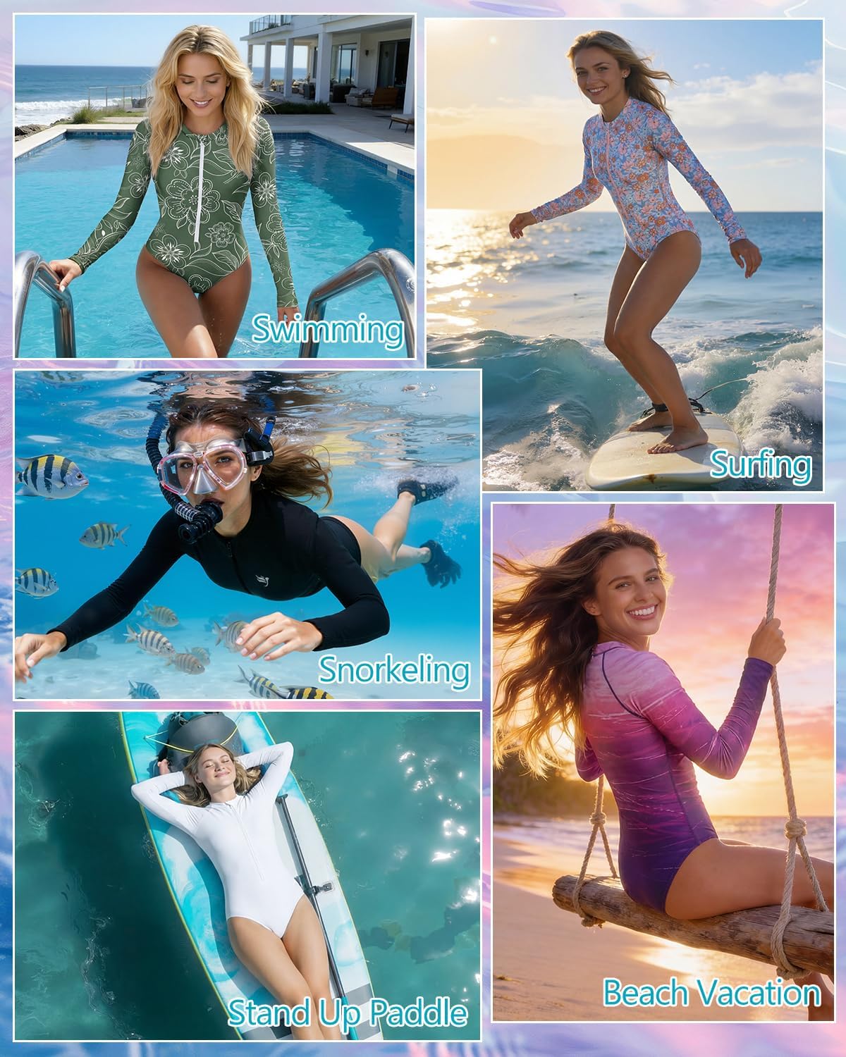 Century Star UPF 50+ Long Sleeve Swimsuits for Women Bathing Suit Rash Guard Surfing Modest One Piece High Neck Swimwear - Image 4