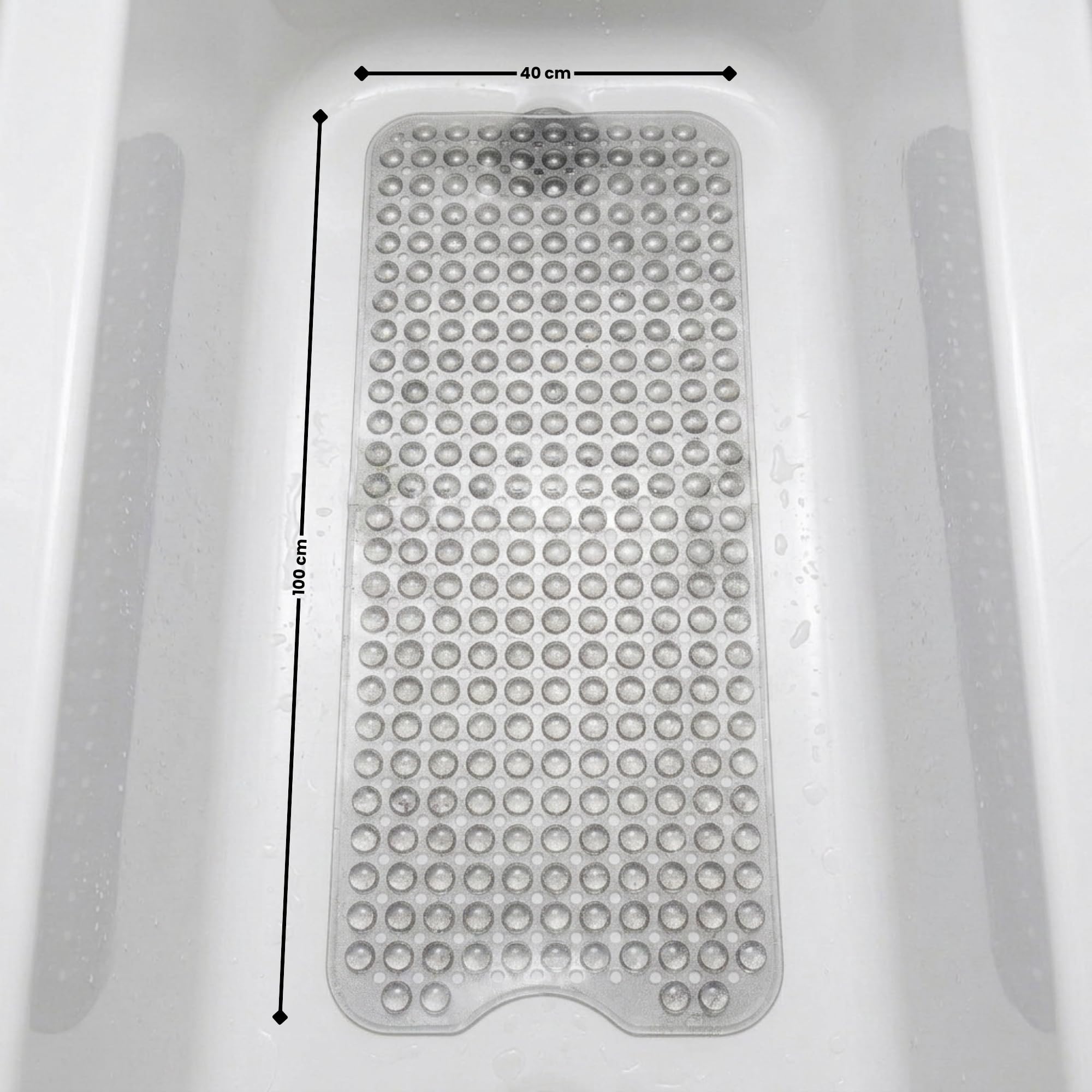 edihome, Alfombra Bañera Antideslizante, 100x40 cm, Alfombrilla Ducha, Burbujas con Ventosa sin BPA, Antibacterial, Resistente al Moho, Lavable a Máquina (Transparente, 100 x 40 cm) — view 3