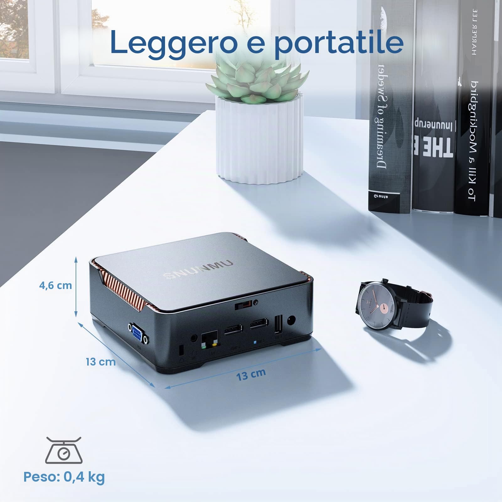 Mini PC,8 GB DDR4L/128GB M.2 SSD, Intel Celeron J4125 (fino a 2,7 GHz) Windows 10 Pro desktop computer, 4K UHD, 2X HDMI e VGA Display, WiFi Dual Band, Gigabit Ethernet, BT 4.2 Micro PC