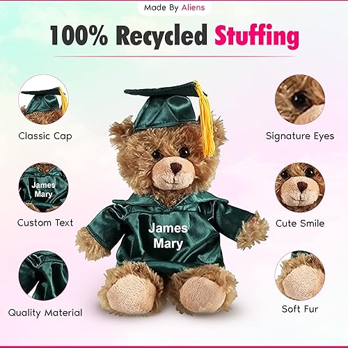 Miniatura 2 de Hecho por Aliens - Oso de graduación de 6.0in, diseño de oso de peluche, color verde