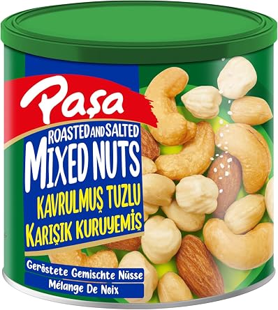 Pasha Roasted Salted Mixed Nuts, Tin Can, 150 gr, Hazelnut-Almond-Cajou-Ground Peanuts